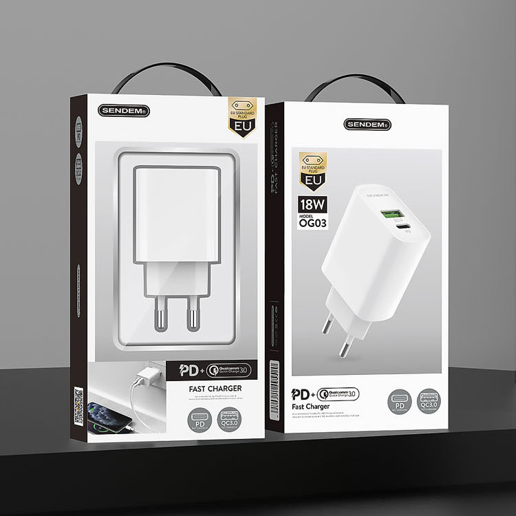 SENDEM OG03 Белый ЗУ с TYPE-C/USB (PD+QC3.0, 3000mA)