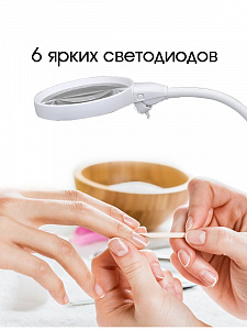 Лупа настольная с подсветкой на гибкой ноге с прищепкой 2 в 1 Орбита OT-INL76