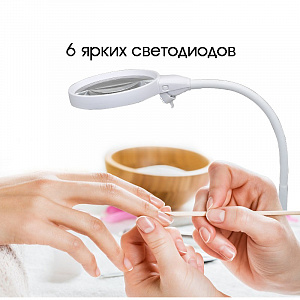 Лупа настольная с подсветкой на гибкой ноге с прищепкой 2 в 1 Орбита OT-INL76