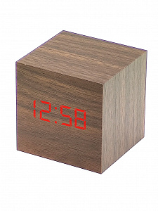 Часы электронные настольные, будильник и термометр от сети деревянные VST 869-1 Коричневые