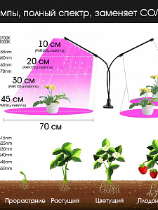 Фитолампа для растений с таймером на прищепке Огонек OG-LDP20