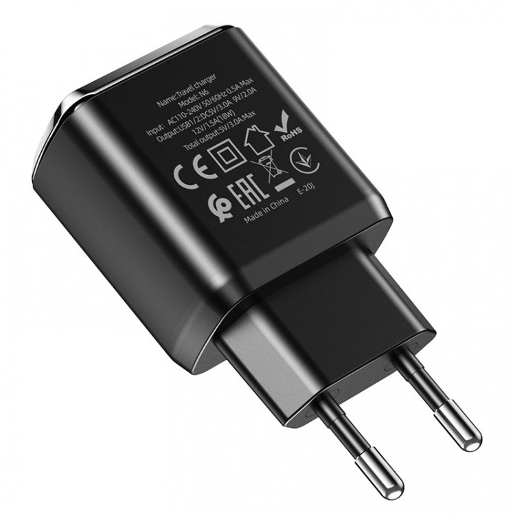 HOCO N6 Черный ЗУ с 2*USB (QC 3.0, 3000mA)