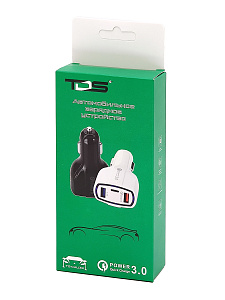 TDS TS-CAU33 Черный ЗУ авто USB (QC3.0,3500mA)
