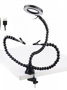 Третья рука для пайки с лупой и подсветкой 2 руки Помощник PM-INP40