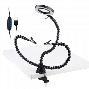 Третья рука для пайки с лупой и подсветкой 2 руки Помощник PM-INP40