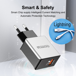 Зарядное устройство для телефона, Быстрая зарядка 20W с кабелем Lightning адаптер QC 3.0 Орбита OT-APU50