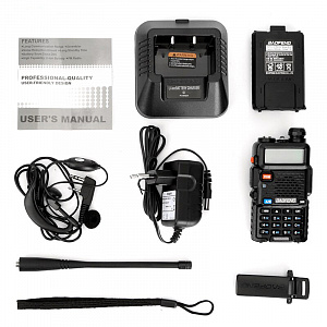 Рация Baofeng UV-5R 5W с гарнитурой черная