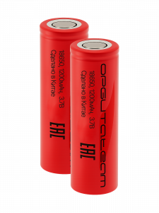 Аккумулятор 18650 3.7v 1200мАч плоский пин, 2шт Орбита