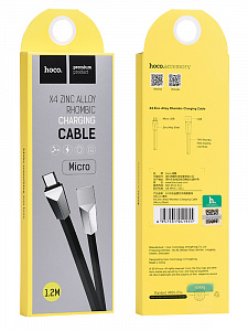 HOCO X4 Черный кабель USB 2.4A (microUSB) 1.2м