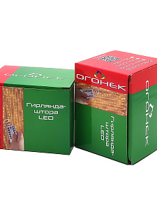 Огонек OG-LDG10 гирлянда-штора LED Белая теплая (3х1м,100 ламп,USB)
