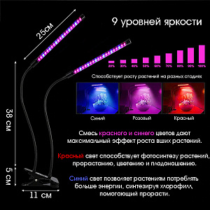 Фитолампа для растений с таймером на прищепке Огонек OG-LDP20
