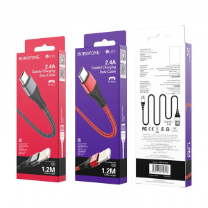 BOROFONE BU11 Красный кабель USB 2.4A (microUSB) 1.2м