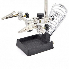 Третья рука для пайки, универсальный держатель на подставке с лупой 2 руки Орбита OT-INL02