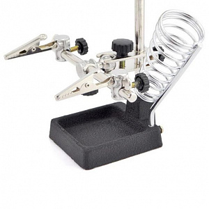 Третья рука для пайки, универсальный держатель на подставке с лупой 2 руки Орбита OT-INL02