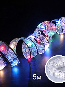 Гирлянда лента интерьерная на батарейках 5м Огонёк OG-LDG20 Разноцветная