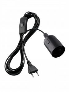 Патрон E27 с проводом и выключателем 1.8м Орбита OT-ELS11 Черный