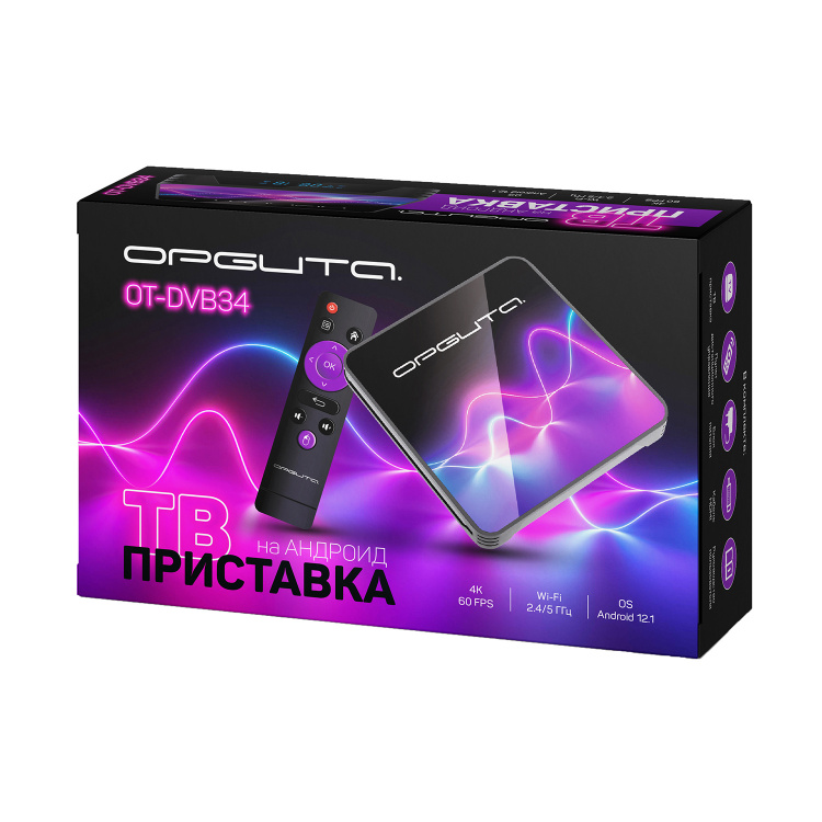 Смарт ТВ приставка медиаплеер на андроид 2/16 Гб Орбита OT-DVB34