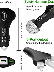 TDS TS-CAU34 Черный ЗУ авто USB (QC3.0,3500mA)