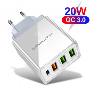 Зарядное устройство для телефона на 4 гнезда, Быстрая зарядка 20W адаптер QC 3.0/PD Орбита OT-APU58