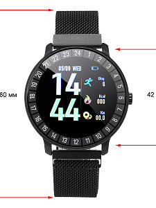 Орбита OT-SMS06(R80) Черный металл спорт браслет