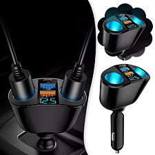 Разветвитель прикуривателя автомобиля на 2 гнезда + 2*USB, зарядка для автомобиля TDS TS-CAU68B