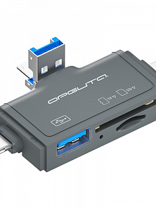 Картридер универсальный USB, Type-C, Lightning для карт памяти MICRO SD, SD Орбита OT-PCR27