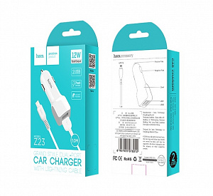HOCO Z23 ЗУ авто USB + кабель iOS Lightning (5B,2400mA)