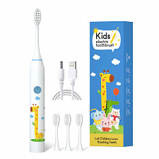 Электрическая зубная щетка детская ультразвуковая с насадками Огонёк OG-HBT02 Белая