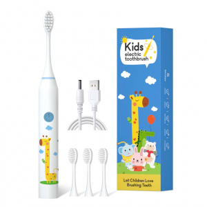 Электрическая зубная щетка детская ультразвуковая с насадками Огонёк OG-HBT02 Белая
