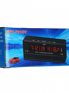 Часы автомобильные с подсветкой, вольтметром и термометром VST 7010V