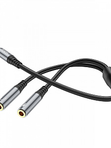 HOCO UPA21 кабель аудио (штекер Джек 3.5 мм на 2*гнезда 3.5мм) 25см