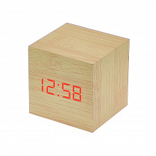 Часы электронные настольные, будильник и термометр от сети деревянные VST 869-1 Светлое дерево