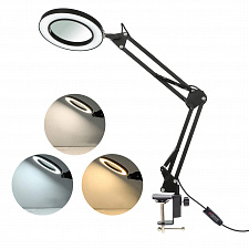Лампа настольная с лупой и подсветкой для работы 10х Орбита OT-INL90 Черная