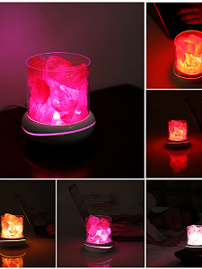 Светильник декоративный настольный ночник RGB с кристаллами соли Огонёк OG-LDP23