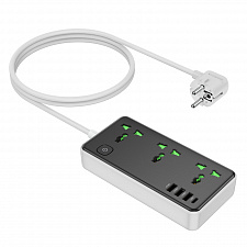 HOCO AC7 Черный сетевой фильтр (3гн, 1*Type-C,3*USB) 1.5м