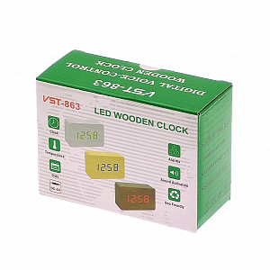 VST 863-1 Красные часы настольные (СВЕТЛО-коричневый)(без блока)