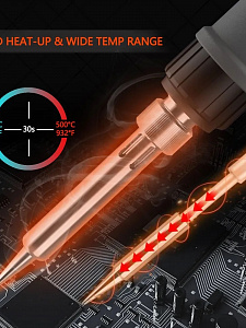 Паяльник электрический 80Вт с терморегулятором и дисплеем Помощник PM-INP34