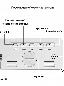 Орбита OT-CLT09 Белые часы настольные RGB (будильник, температура, дата)