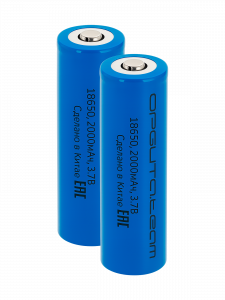 Аккумулятор 18650 3.7v 2000мАч выпуклый пин, 2шт Орбита