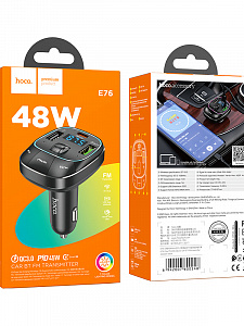 HOCO E76 Черный модулятор FM (Bluetooth/PD48W)