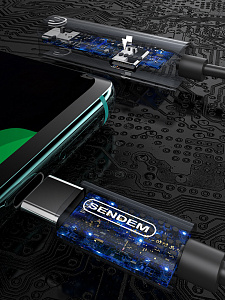 SENDEM A10 переходник аудио (штекер TYPE-C - гнездо TYPE-C/гнездо TYPE-C) 14см