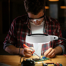 Лупа настольная с подсветкой на гибкой ноге Орбита OT-INL81