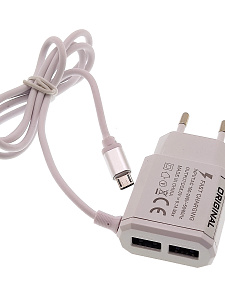 Орбита OT-APU12 ЗУ с 2*USB + кабель Micro USB (5B, 2500mA)