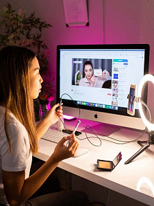 Кольцевая лампа RGB со штативом, пультом 26см Огонёк OG-SMH06