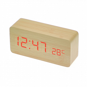 VST 862-1 Красные часы настольные (СВЕТЛО-коричневый)(без блока)