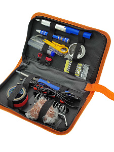 Паяльник электрический с терморегулятором, набор с индикаторной отверткой 30 в 1 Помощник PM-INP27