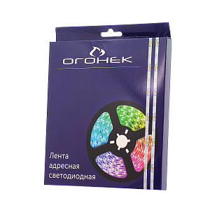 Огонек OG-LDL45 LED лента адресная RGB 5м (SMD5050,WS2812,3pin,5В, IP20)