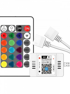 Огонек OG-LDL27 LED контроллер DC 12-24В (Wi-Fi, 2*RGB, 2*4PIN, пульт)
