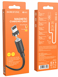 BOROFONE BX41 Черный кабель магнитный USB 2.4A (iOS Lighting) 1м
