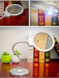 Лупа настольная с подсветкой на гибкой ноге Орбита INL50